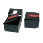 Stainless steel cufflinks rectangular with a black plastic inlay, graphic pattern