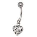 Belly button piercing 1.6x10mm with design, cage heart pendant