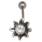 Titanium navel banana with blossom design