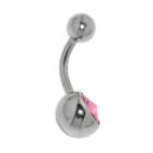 Standard surgical steel navel piercing with a New Cut stone