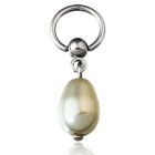 Ball clamp ring BCR with an attached elongated faux pearl