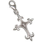 Charm pendant cross with fleur de lys tips to attach to a charm bracelet