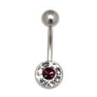Belly button piercing in 316L steel with crystals in an epoxy mass