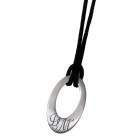 Oval polished stainless steel pendant with ribbon and individual engraving