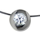 Round pendant made of stainless steel with zirconia