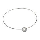 Round pendant made of stainless steel with zirconia