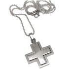 Two-piece cross pendant made of stainless steel with a ball chain