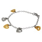 Romantic stainless steel bracelet with heart pendants 19cm