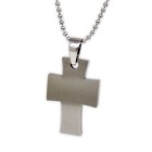 Cross pendant made of matted stainless steel, 28x19mm