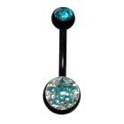 Crystallines navel body jewelry piercing STAR, jeweled screw ball