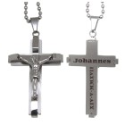 Necklace pendant made of stainless steel with Jesus figure and engraving of your choice