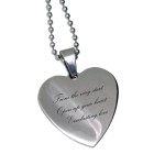 Heart-shaped steel pendant 27x27mm matt silver with desired engraving