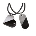 Stainless steel pendant heart convertible - black-silver