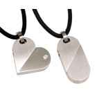 Stainless steel pendant heart - changeable polished and matted