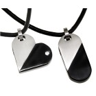 Stainless steel pendant heart - convertible black and white