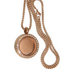 Round locket pendant SMALL stainless steel PVD rose gold plated with crystals