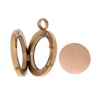 Round locket pendant SMALL stainless steel PVD rose gold plated with crystals