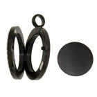 Round medallion pendant SMALL made of stainless steel PVD coated black polished with crystals