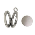 Round medallion pendant BIG made of stainless steel silver polished with crystals and chain