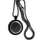 Round medallion pendant BIG made of stainless steel PVD coated black polished with chain