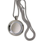 Round medallion pendant BIG made of stainless steel silver polished with chain