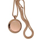 Round medallion pendant BIG made of stainless steel PVD rose gold coated polished with chain