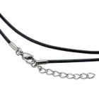 Black leather necklace with lobster clasp and extension