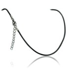 Black leather necklace with lobster clasp and extension
