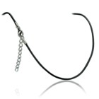 Black leather necklace with lobster clasp and extension