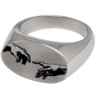 Signet ring made of stainless steel with an oval engraving surface and your desired engraving, sample motif DIVINE SPARKS