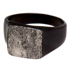 Signet ring made of stainless steel with black PVD coating and your personal fingerprint