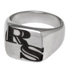 The classic - signet ring made of polished stainless steel and rectangular with your individual engraving