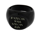 Round signet ring made of stainless steel with black PVD coating and individual engraving