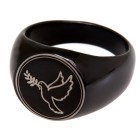 Round signet ring made of stainless steel with black PVD coating and individual engraving