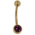 The classic: gold piercing made of 9 carat 1.6x10mm with a round crystal stone and different colors