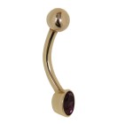 The classic: gold piercing made of 9 carat 1.6x10mm with a round crystal stone and different colors