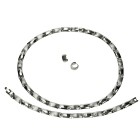 Set made of stainless steel, necklace 46cm long, armand 22cm long, folding hoop earrings