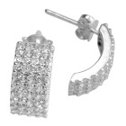 Ear studs 925 silver 5 rows large with crystals