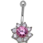 Titanium belly button piercing with Swarovski stones 1.6x10mm