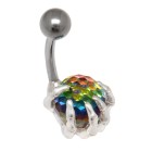 Belly button body jewelry piercing disco ball in claw