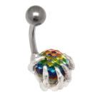 Belly button body jewelry piercing disco ball in claw