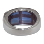 Steel ring with purple colored acrylic areas