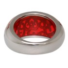 Steel ring with red acrylic color surface ornaments