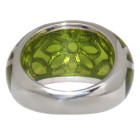 Steel ring with green acrylic colored areas