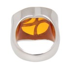 Steel ring with orange colored acrylic areas