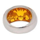Steel ring with yellow acrylic colored areas 033