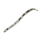 Stainless steel bracelet with mother-of-pearl inlay and folding clasp