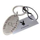 PLAYBOY key chain silver-plated with Playboy lettering in black
