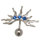 Navel piercing, 316L surgical steel banana, fantasy motif from 925, ball 8mm