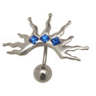 Navel piercing, 316L surgical steel banana, fantasy motif from 925, ball 8mm